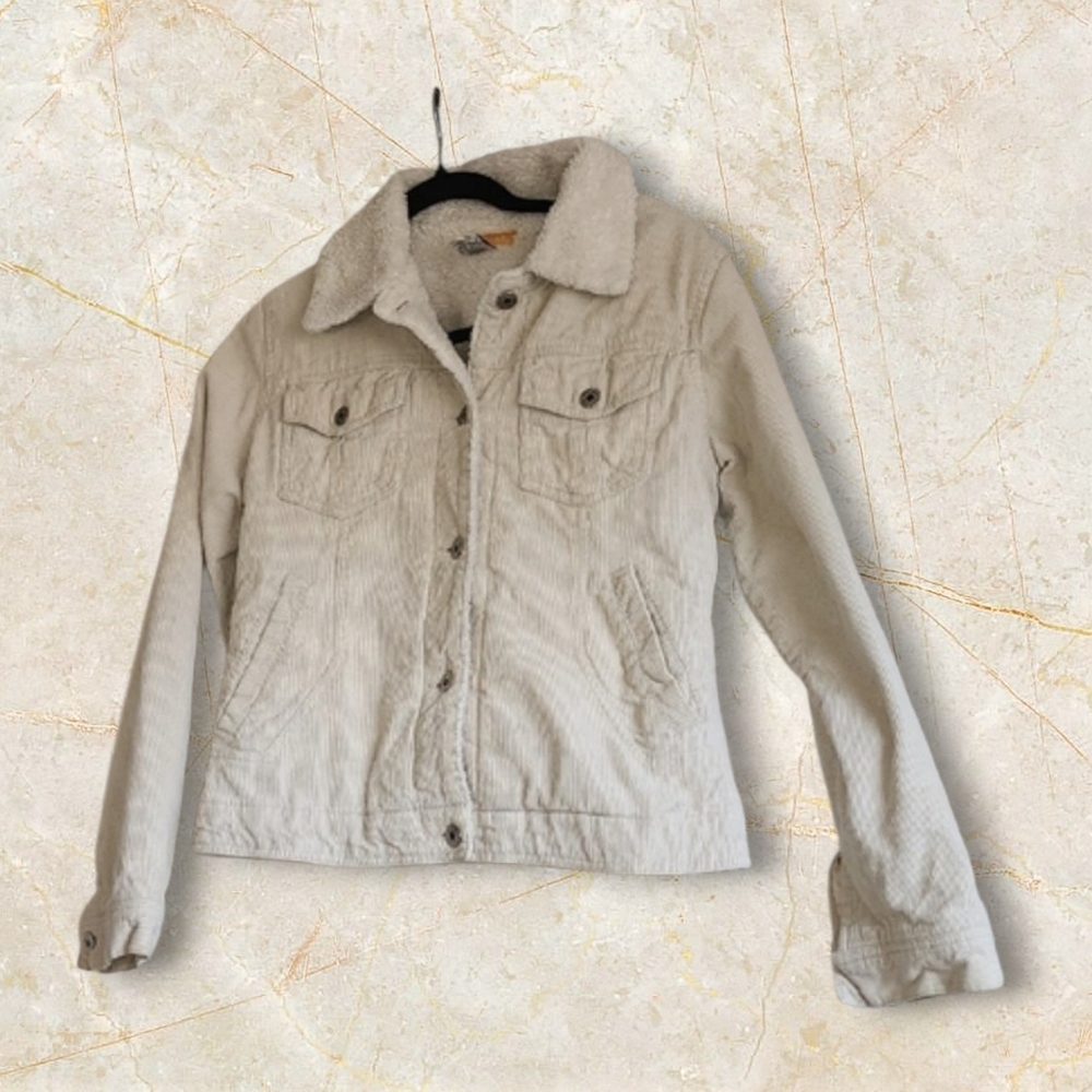 Tulle By Anthropology Cream Corduroy Sherpa Jacket Size M